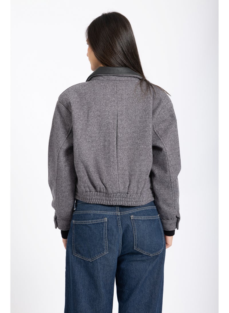 AMICI Grey bomber jacket(REAL LEATHER) - Image 4